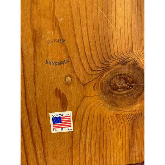 Toadily Handmade Wood 8.5 inch Paper Plate Holder carved Bear and Cub signed EUC - Picture 9 of 16